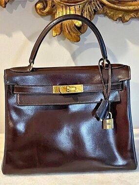 Hermès Kelly Brown Leather Bag 28cm